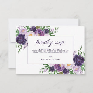 Réponse de mariage florale violet élégant de prune