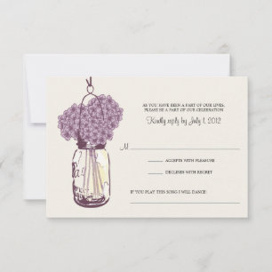 Réponse de mariage Hydrangea Violette & Pot Mason