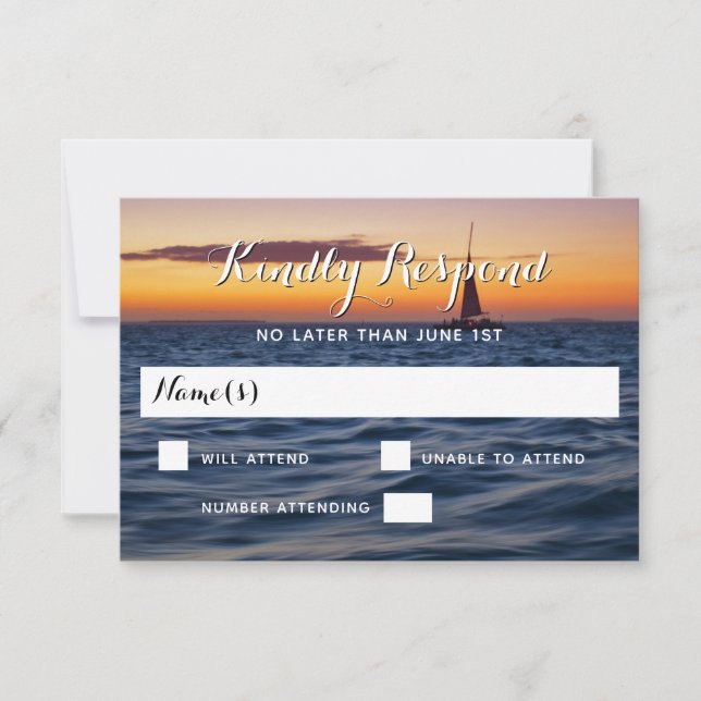Réponse de mariage nautique moderne de coucher de  (Devant)