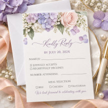 Réponse de mariage rose lavande hydrangea