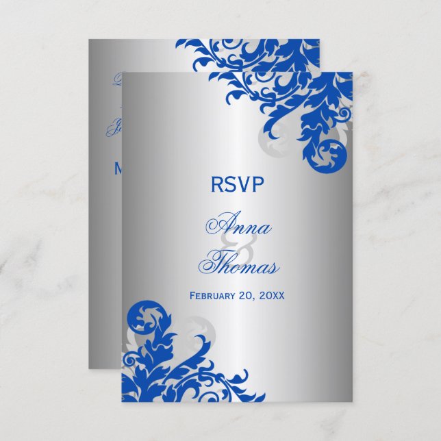 Réponse de mariage Royal Blue et argent (Devant / Derrière)