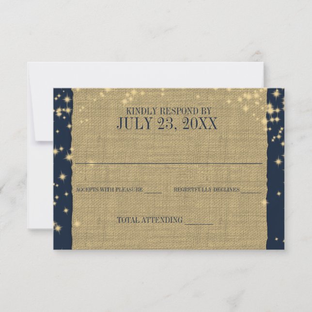 Réponse de mariage scintillant Navy et Or Rustique (Devant)