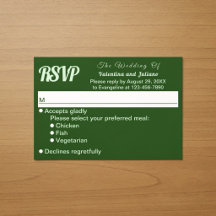 Réponse de mariage vert foncé minimaliste