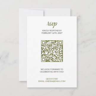 Réponse de mariage Vert Sauge avec code QR