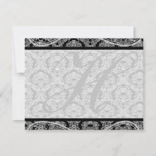 Réponse de Monogramme Black Mariage damassé RSVP