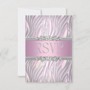 Réponse de réponse RSVP Zèbre Rose Blanc Argent