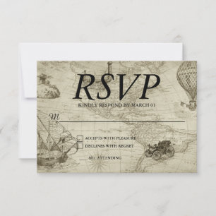 Réponse de RSVP de mariage avec carte vintage mode