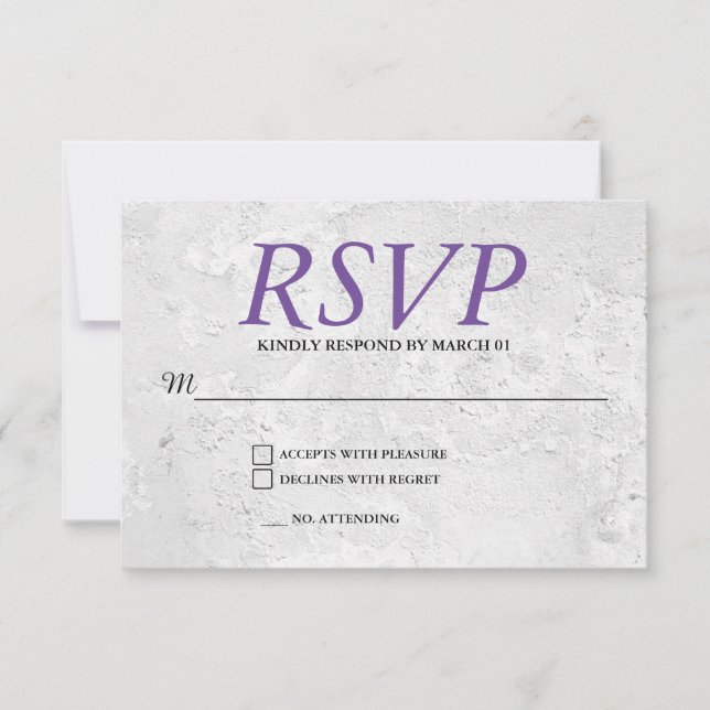 Réponse de RSVP de mariage de mur gris uni moderne (Devant)