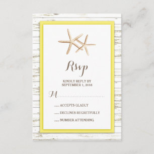 Réponse de RSVP de mariage sur la plage en bois bl
