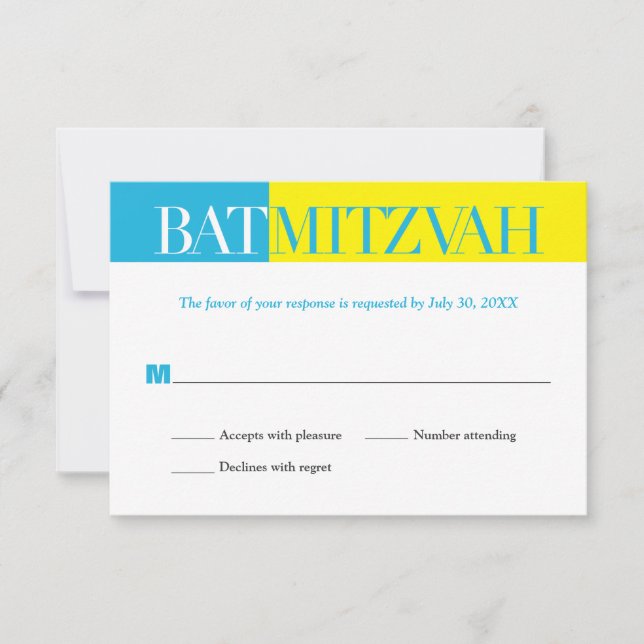 Réponse du Bat mitzvah de bloc jaune turquoise (Devant)