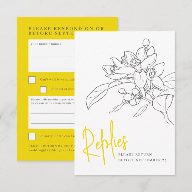 Réponse du mariage de la fleur d'agrumes jaune cit (Devant / Derrière)