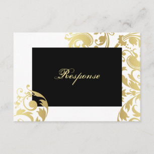 Réponse du Mariage Floral Shimmer blanc et or RSVP