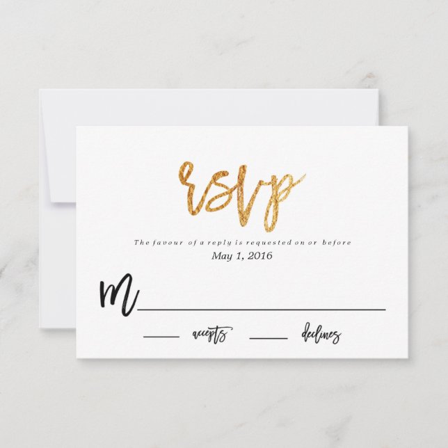 Réponse du MARIAGE GLAM MODERNE Carte RSVP (Devant)
