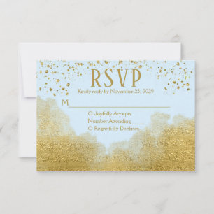 Réponse du Mariage Ice Blue Gold Confetti RSVP