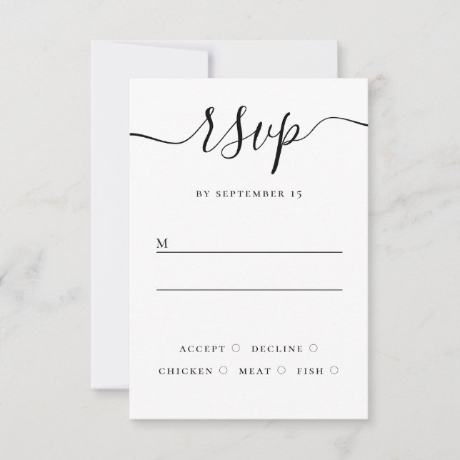 Réponse du Mariage noir et blanc | Script élégant (Devant)