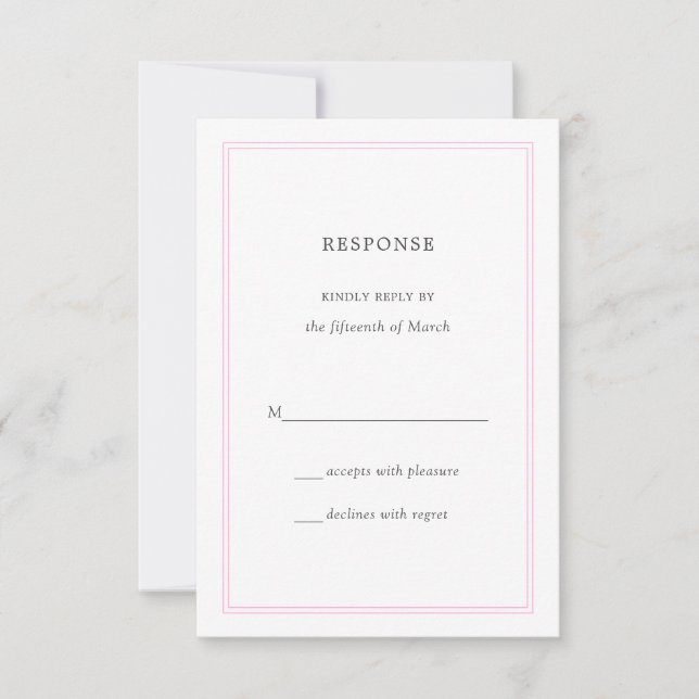 Réponse du Mariage Peony Pink Bordé RSVP (Devant)