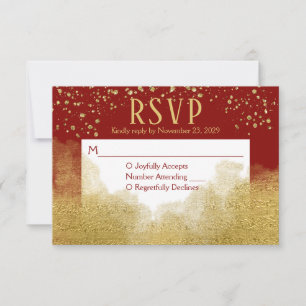Réponse du Mariage Red Gold Confetti RSVP