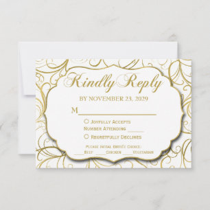 Réponse du Mariage RSVP à l'épreuve d'or blanche a