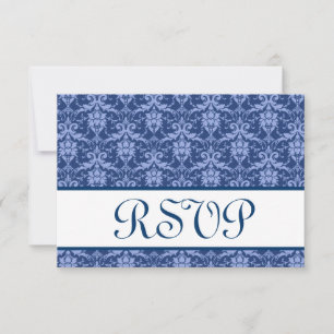 Réponse du Mariage RSVP de Navy Blue Damask
