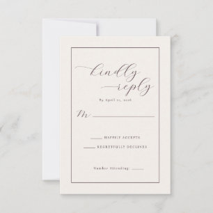 Réponse Élégante Beige Calligraphiée RSVP