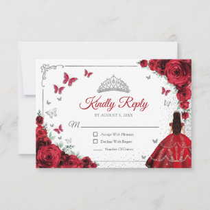 Réponse Élégante Chic Quinceanera Rouge Argent