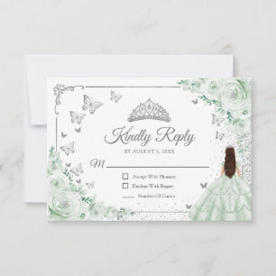 Réponse Élégante Chic Vert Sauge Argent Quinceaner