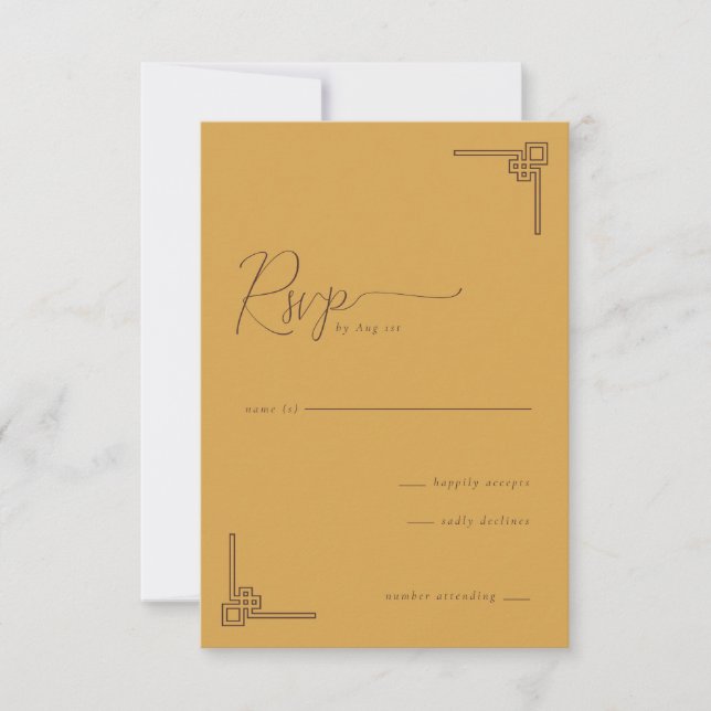 Réponse Élégante Moutarde Géométrique RSVP (Devant)