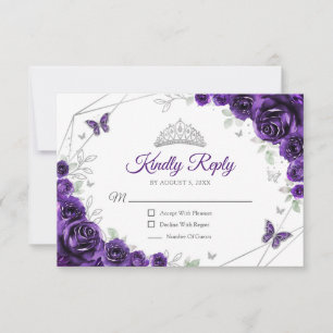 Réponse florale argentée violette pour Quinceanera