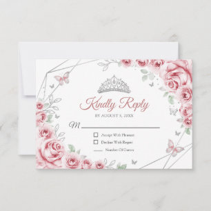 Réponse florale rose argent pour Quinceanera