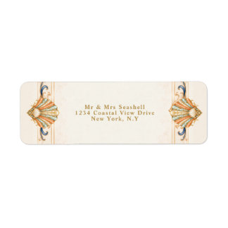 Réponse mariage coquillages vintage bleu corail