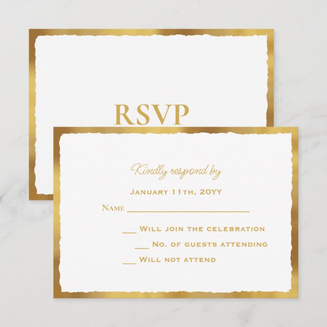 Réponse Mariage Gold Edge de luxe simple (Devant / Derrière)