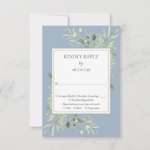 Réponse pour mariage avec aquarelle bleue poussiér