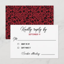 Réponse pour un mariage gothique floral rouge et n