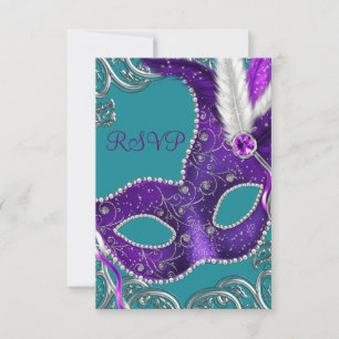 Réponse pour une soirée masquée violette et turquo