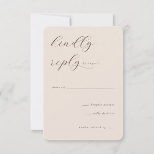 Réponse RSVP Calligraphie Beige Élégant