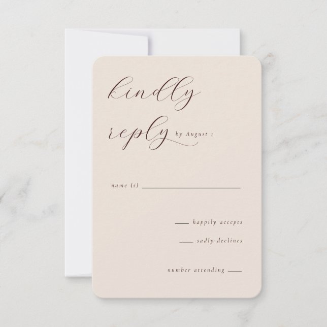 Réponse RSVP Calligraphie Beige Élégant (Devant)