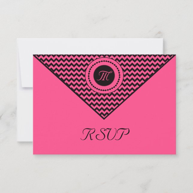 Réponse RSVP Chevron Rose (Devant)