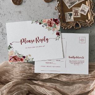 Réponse RSVP Choix de Menu Floral d'Été Rustique 