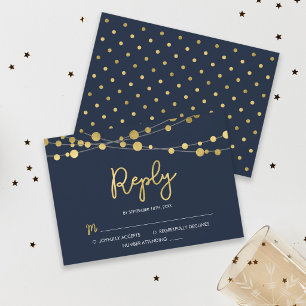 Réponse RSVP Cordons de Lumières Bleus Élégants