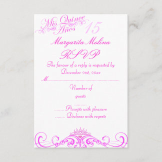 Réponse RSVP Couronne de Princesse Rose Quinceaner