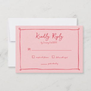 Réponse RSVP de mariage avec cadre rose-rouge à ma
