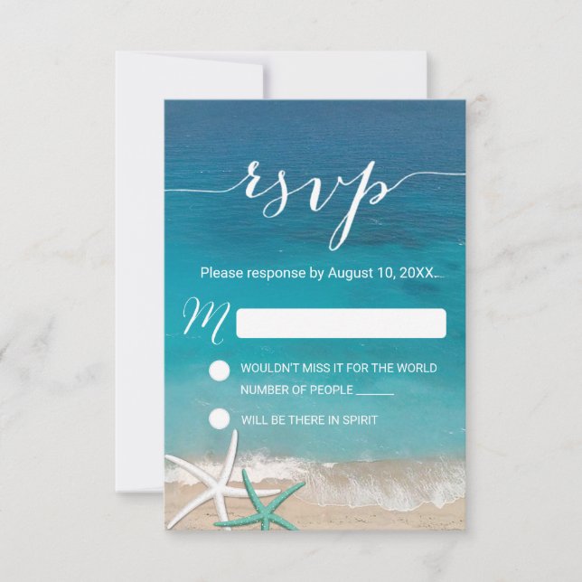 Réponse RSVP de Mariage de Plage Starfish (Devant)