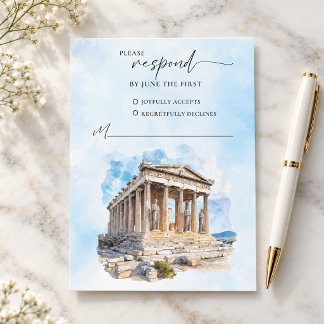 Réponse RSVP de mariage grec à l'Acropole du Parth