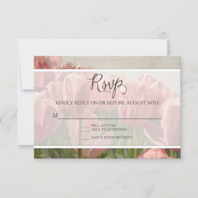Réponse RSVP Floral Romantique Joli Bois Rustique (Devant)