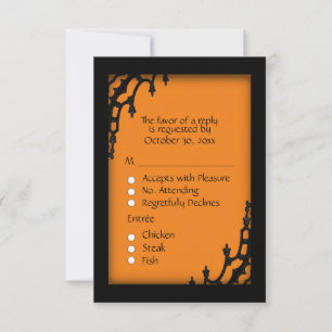 Réponse RSVP gothique orange avec choix de menu