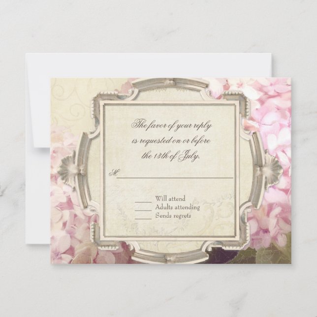 Réponse RSVP Manoir Hydrangea Vintage Parisien (Devant)