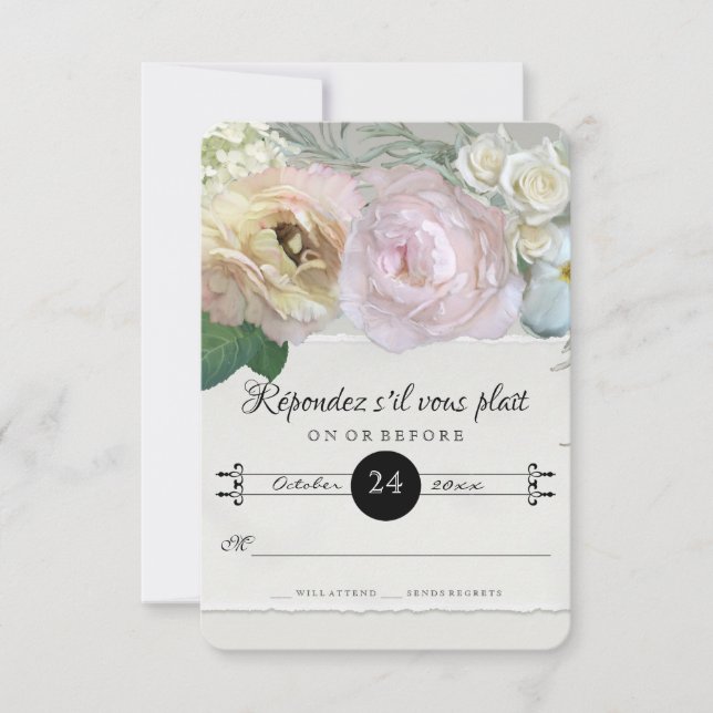 Réponse RSVP Marché Fleur Français Art Gris Ombre (Devant)