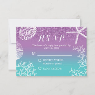 Réponse RSVP Mariage sur la Plage Lavande Sarcelle