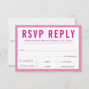 Réponse RSVP moderne gras fille rose