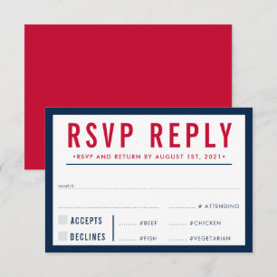 REPONSE RSVP MODERNE gras garçon marine rouge